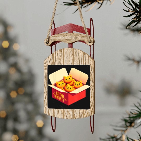 Kitten Nuggets Food Pun Cat Lover Gift Chicken Nug Sled Ornaments