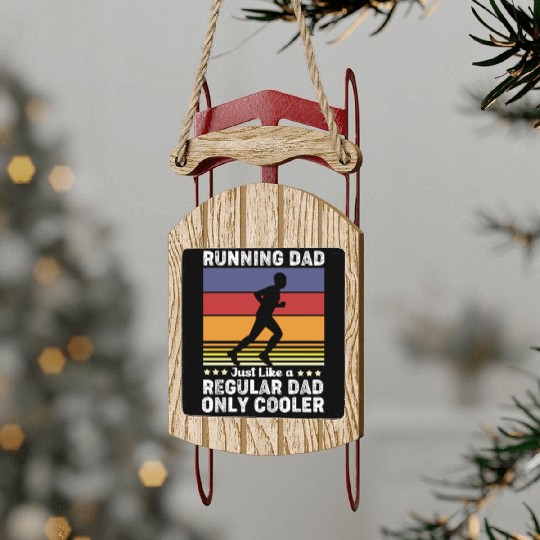 Retro Half Marathon Running Dad Only Cooler Sled Ornaments