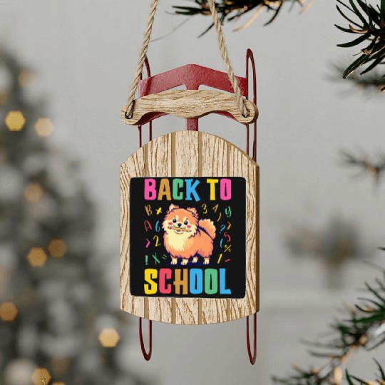 Back To School with a Cute Pomeranian Sled Ornaments