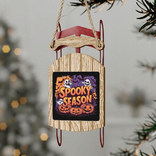Spooky Season Vibes Sled Ornaments