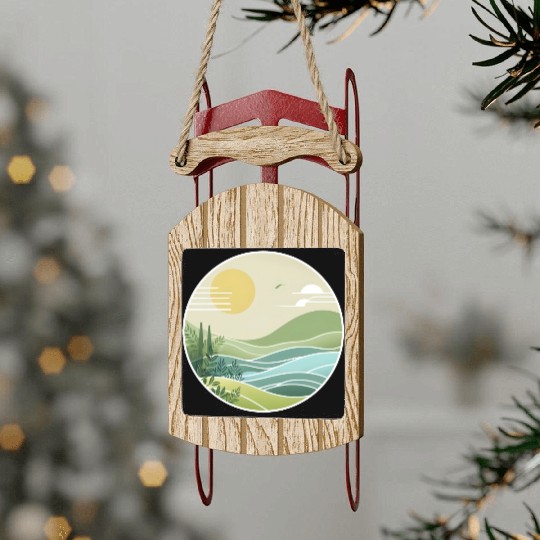 The Peaceful Green Hills Sled Ornaments