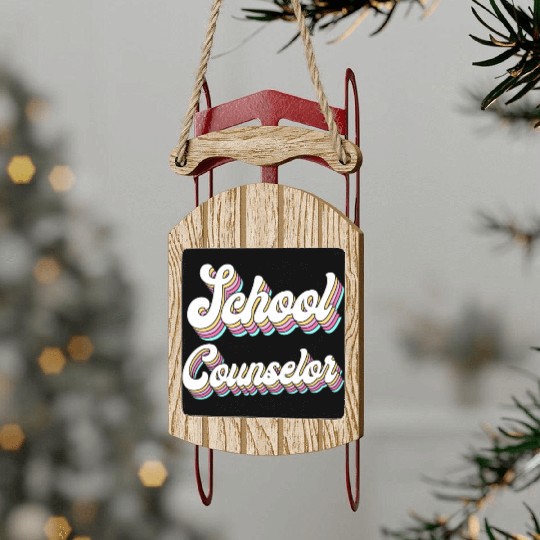 School Counselor Retro 80s 90s Sled Ornaments
