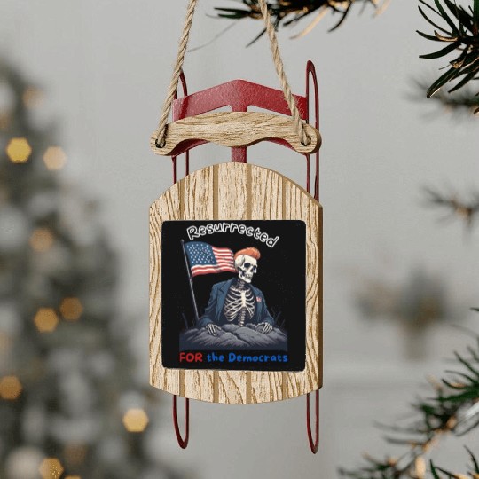Resurrected For The Democrats Donald Angel of Deat Sled Ornaments