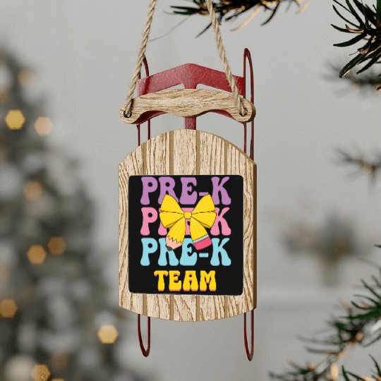 Pre-K Team - Preschool Teacher Sled Ornaments