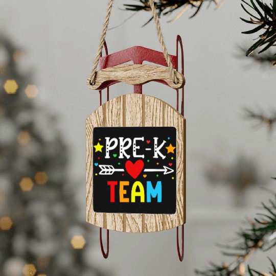 Pre-K Team - Preschool Teacher Sled Ornaments