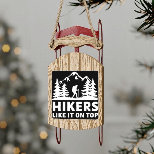 Hikers Hiking Mountains Forests Nature Sled Ornaments