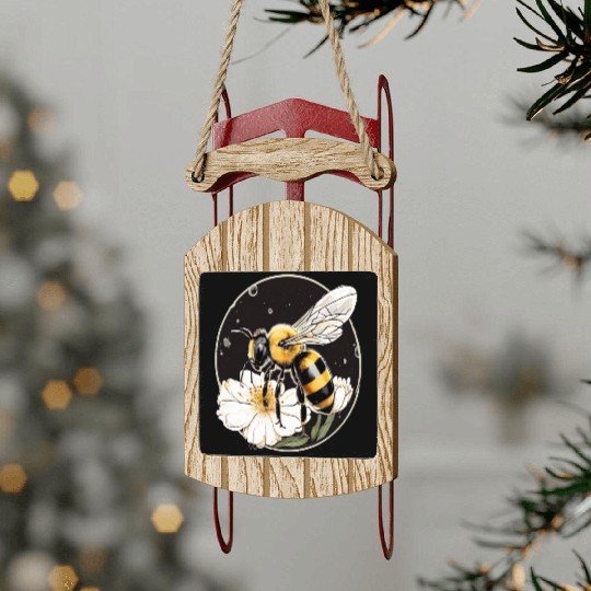 Bumble Bee on a Flower in a Bubble Sled Ornaments