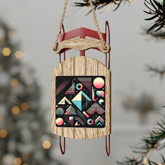 Retro Geometric Shapes 80s 90s Style 2 Sled Ornaments