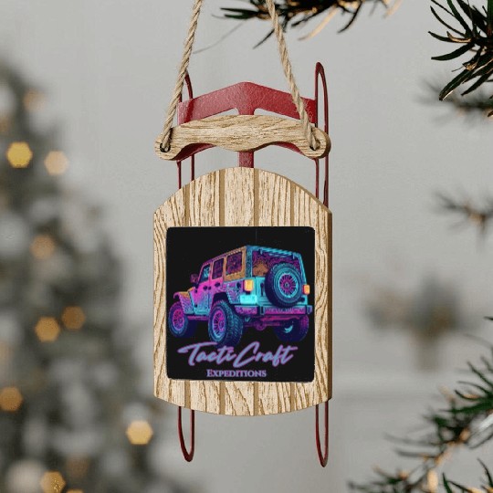 Jeep rear view topographical Sled Ornaments