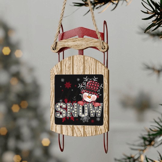 Let It Snow Christmas Snowflake Sled Ornaments