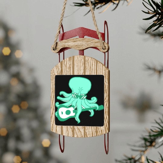 Cool Octopus Kraken Squid Plays Guitar Guitarist Sled Ornaments