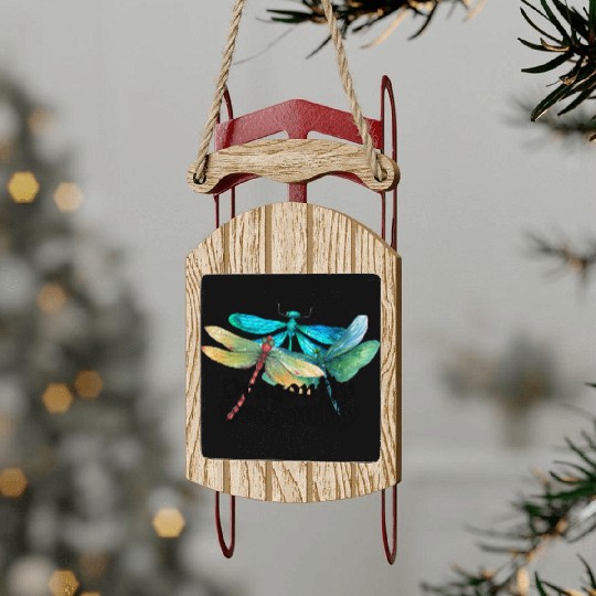 Colorful Dragonflies - Dragonfly Design Sled Ornaments
