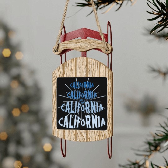 California West Coast Golden State Blue Graphic Sled Ornaments