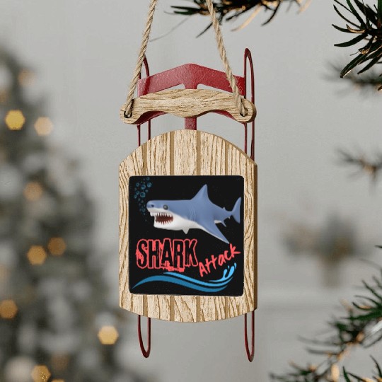 A different unique colorful shark attack design Sled Ornaments