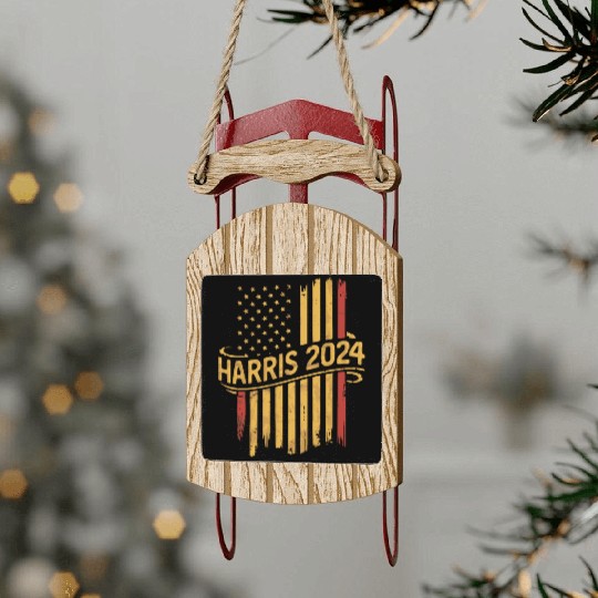 Vintage Harris 2024 American Flag Sled Ornaments
