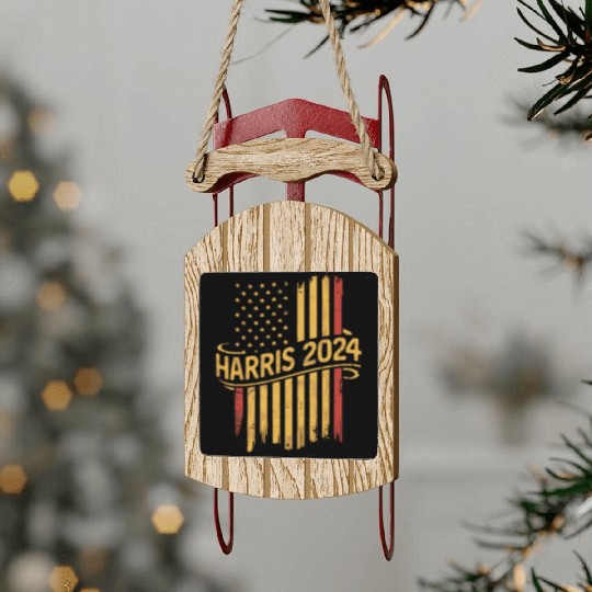 Vintage Harris 2024 American Flag Sled Ornaments