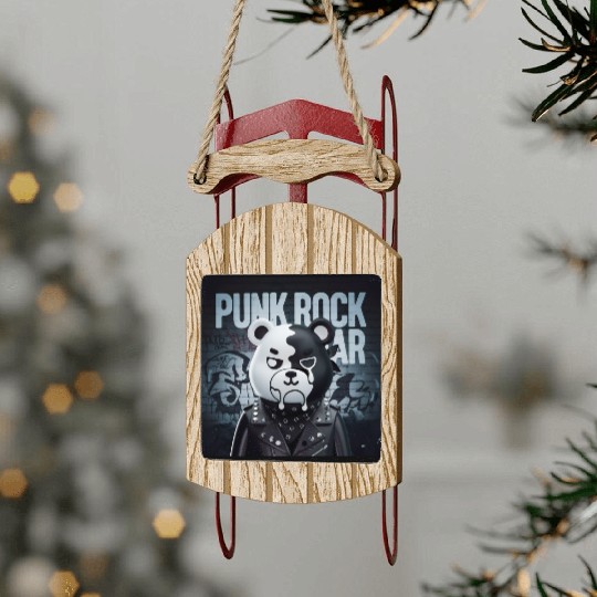 Punk Rock Bear Sled Ornaments