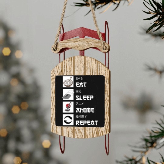 Eat sleep anime repeat manga Sled Ornaments
