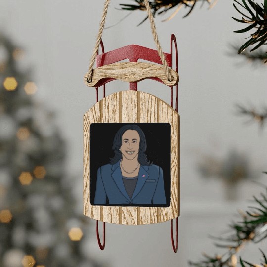 Vote for Kamala Harris in the US presidential elec Sled Ornaments