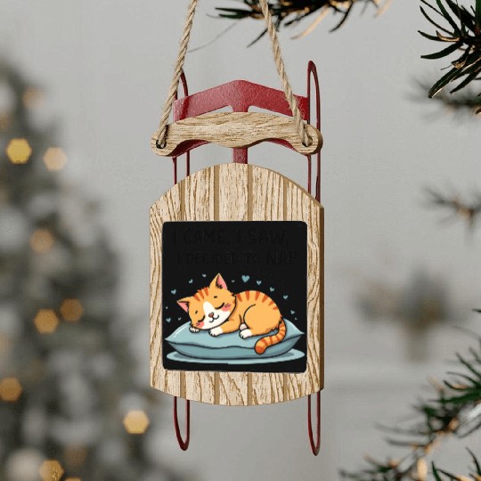 Cute Cat Nap Lover Funny Sleepy Naptime Humor Sled Ornaments