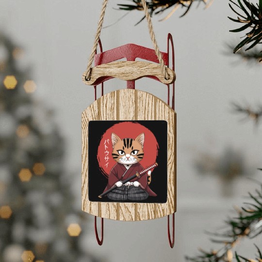 Neko Battousai Samurai Cat Classic Sled Ornaments