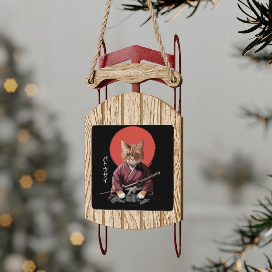 Neko Battousai Samurai Cat Classic Sled Ornaments