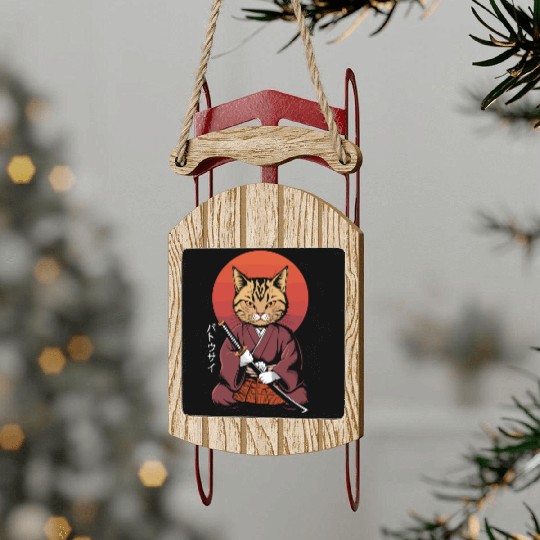Neko Battousai Samurai Cat Classic Sled Ornaments