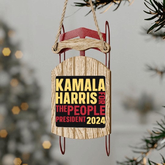Kamala Harris 2024 for President Vote Tim Walz Sled Ornaments