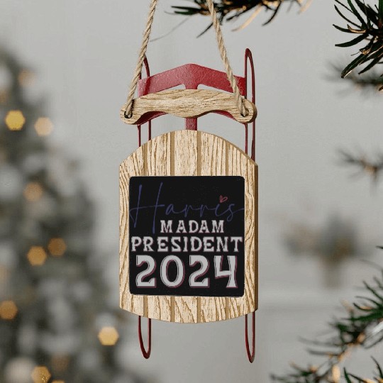 Kamala Harris 2024 for President Vote Tim Walz Sled Ornaments