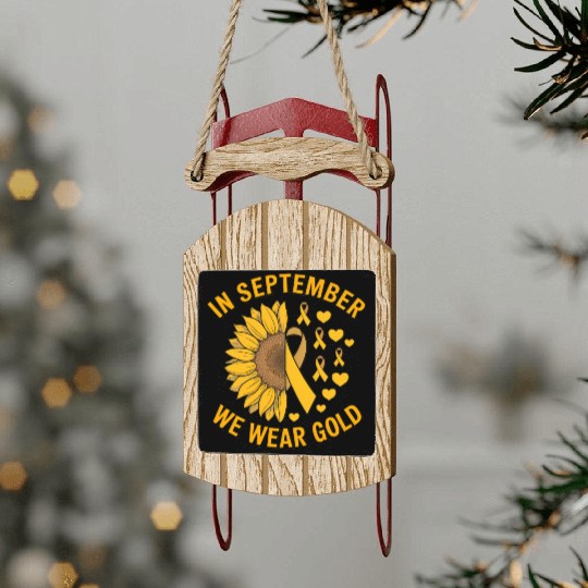 September We Wear Gold Childhood Cancer Awareness Sled Ornaments