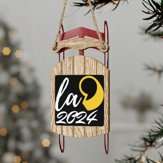 kamala harris 2024 president comma la funny t-shir Sled Ornaments