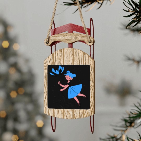 Blue Daisy Dreamer Sled Ornaments