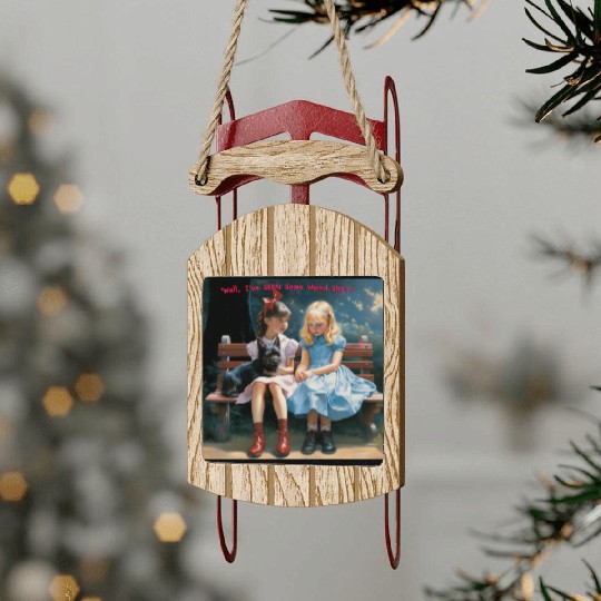 Dorothy and Alice hilarious Sled Ornaments