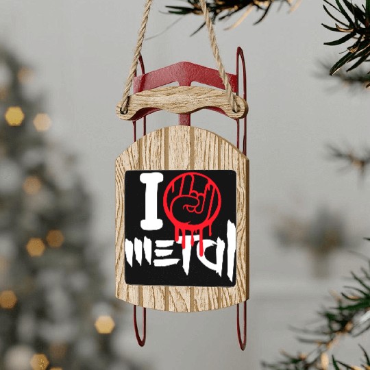 I Love Heavy Metal Hard Rock Music Graffiti Heart Sled Ornaments