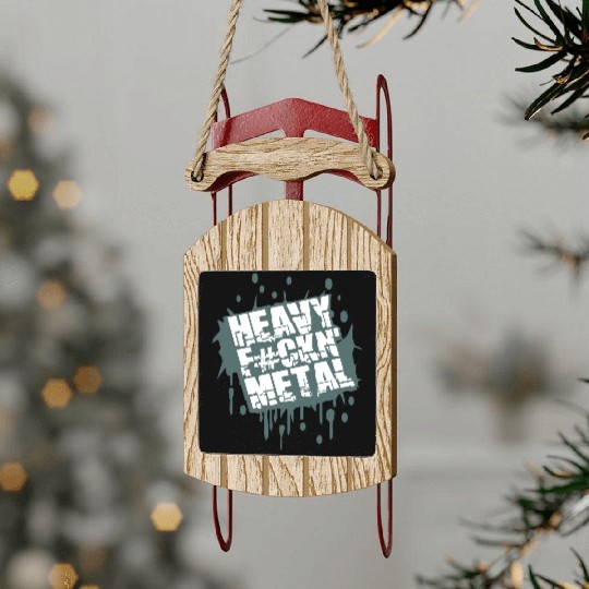 Heavy F#ckin' Metal Hard Rock Music Graffiti Spray Sled Ornaments