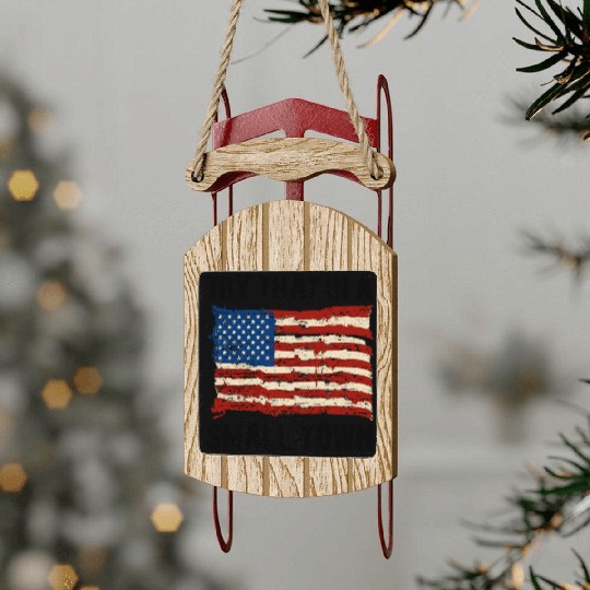 Try That In a Small Town US Flag Sled Ornaments