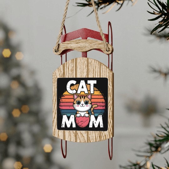 Cat Mom Sled Ornaments