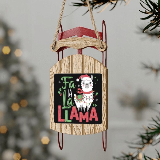 FA LA LA LLAMA Sled Ornaments