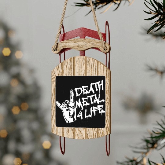 Heavy death metal 4 life hand gesture graffiti fun Sled Ornaments