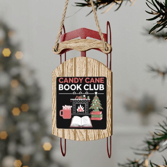 Bookish Christmas Candy Cane Book Club Bookish Sled Ornaments