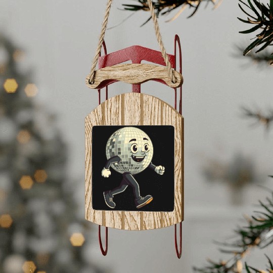 Disco Ball Walking - Retro Funk in Motion Sled Ornaments