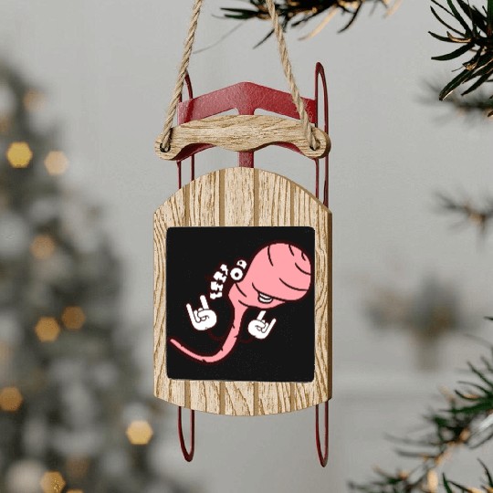 Cute Cool Worm Crown King Party Animal Fun Monster Sled Ornaments