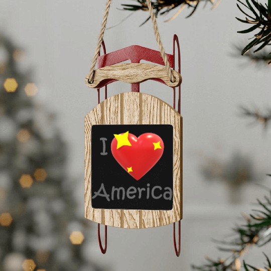 I Love America Sled Ornaments
