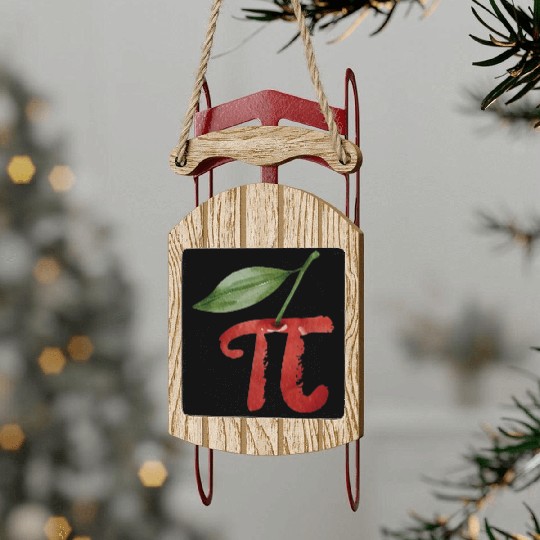 Cherry Pi Day Funny Pie Cherries 3.14 Science Sled Ornaments
