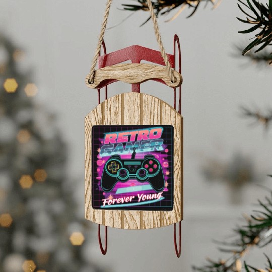 Retro Gamer Forever Young 01 Sled Ornaments
