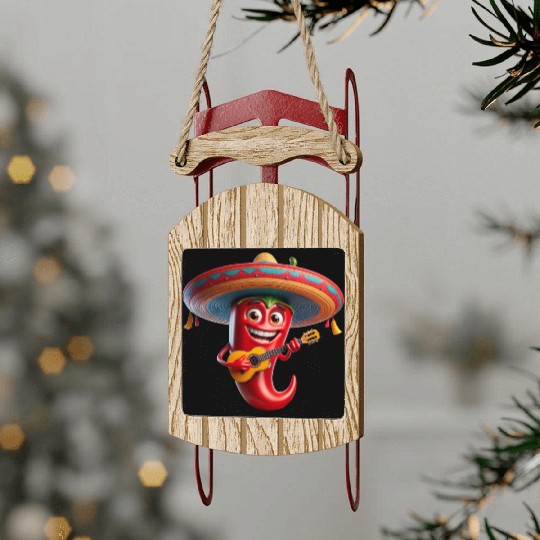 Spicy Mariachi Pepper Sled Ornaments