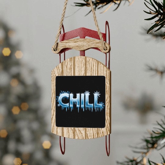 Chill Icy Blue Snowflake Winter Vibes Sled Ornaments