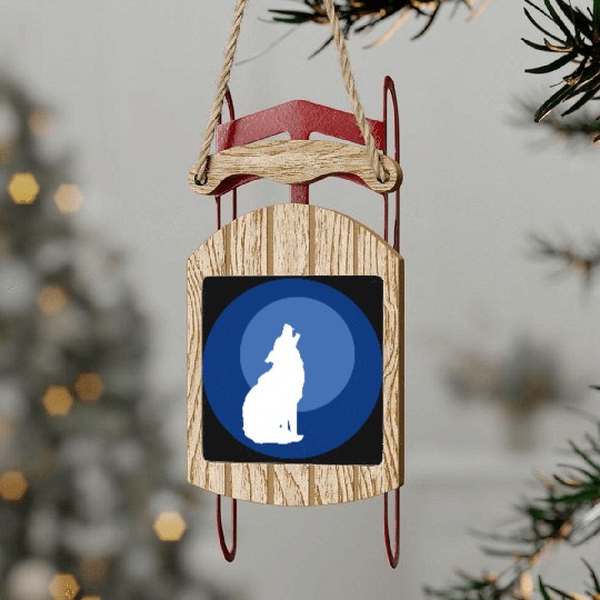 Wolf Moon Nature Vector Sled Ornaments