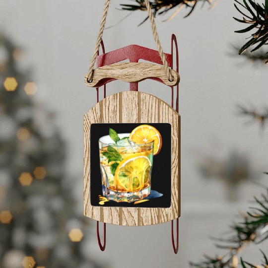 Lemonade Cocktail Drink Sled Ornaments
