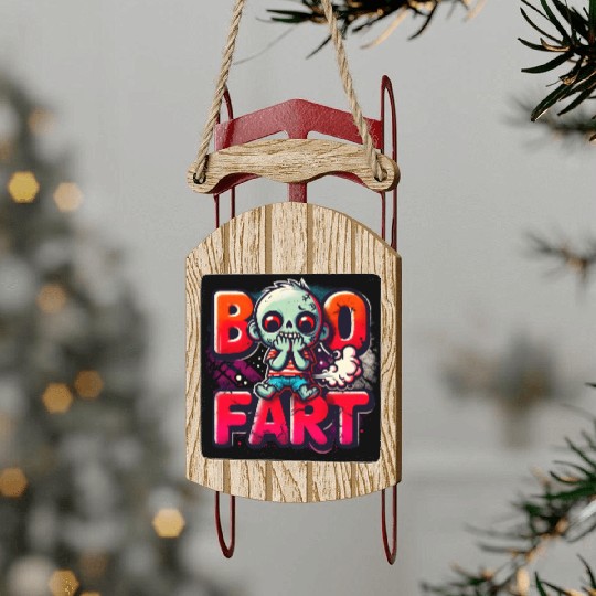 Boo Fart Funny Cute Stinky Zombie Halloween Undead Sled Ornaments